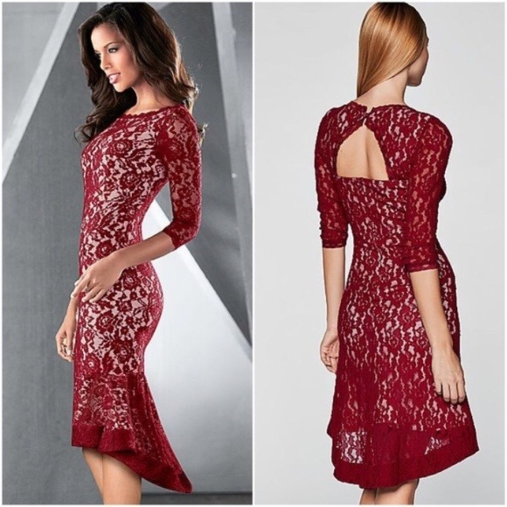 NEW Venus Burgundy Short Lace Dress Size 4